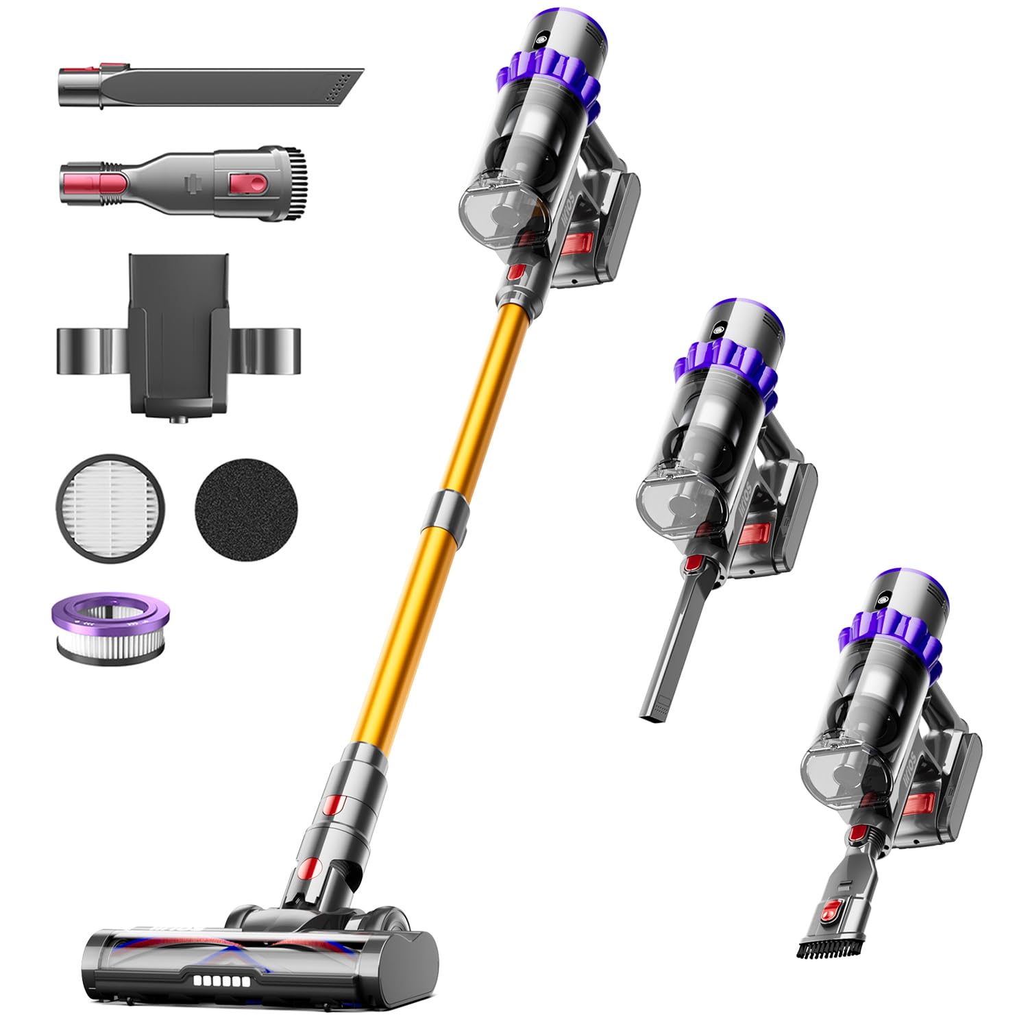 Cordless Vacuum Cleaner, 550W 45Kpa 70Mins Self Standing Vacuum Cleaners For Home, Stick Vacuum Cordless With Wall Mount Chargin